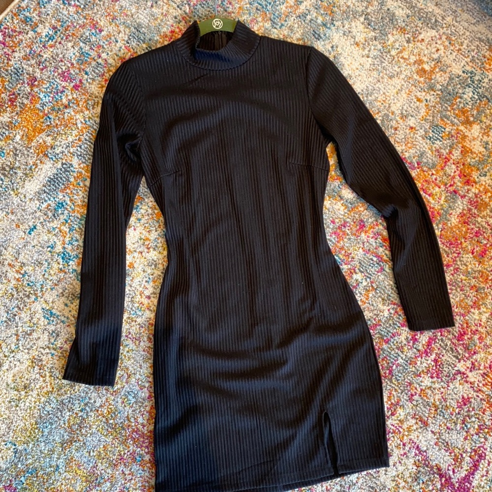 Princess Polly Black Ribbed Bodycon Mini Dress
